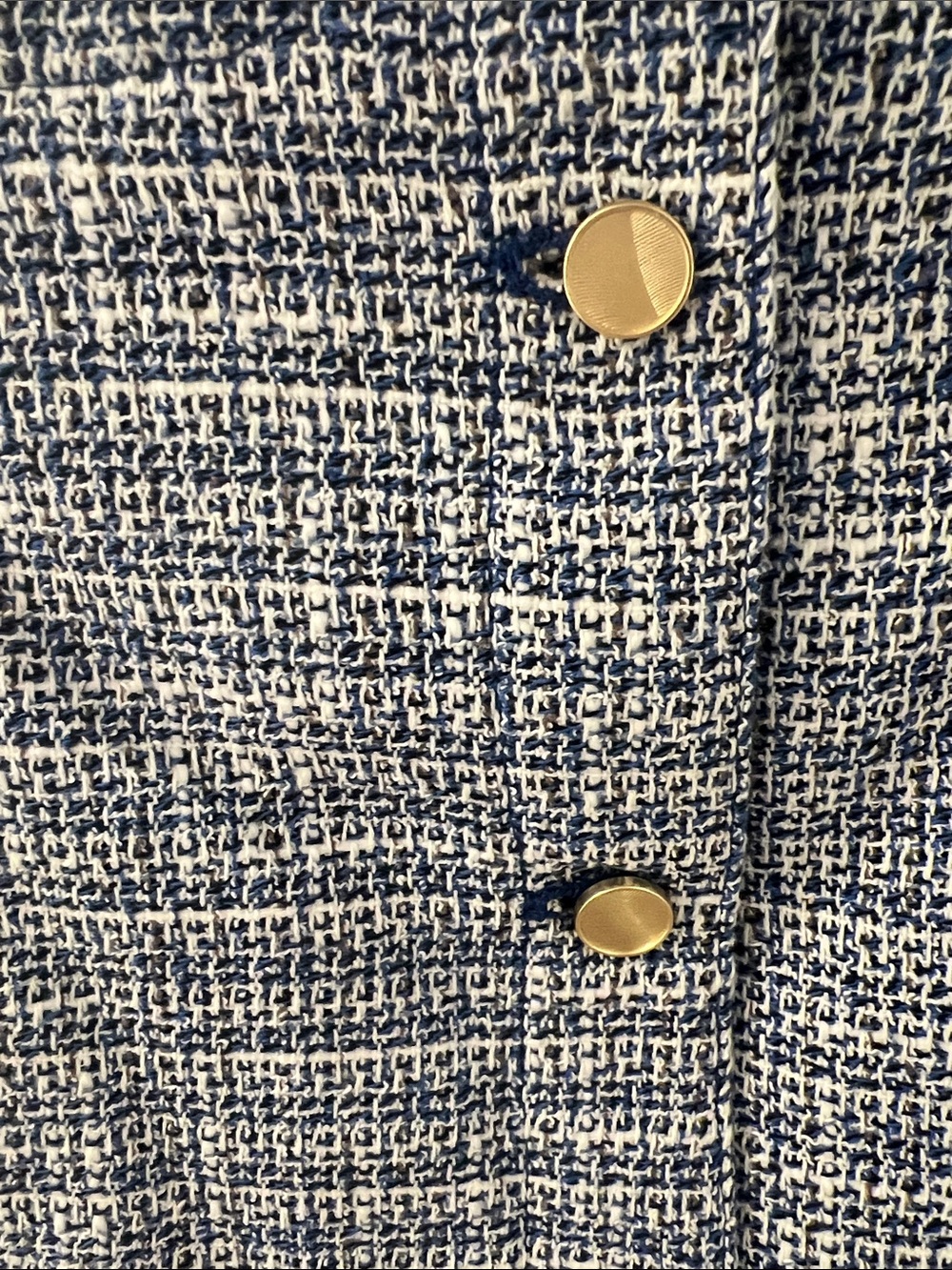 JM Collection Blue Tweed Gold-Button Jacket - Picture 2 of 8